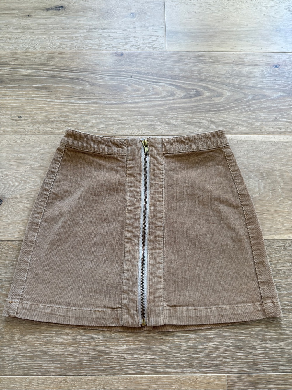 Sky and Sparrow Brown Zip-Front A-Line Mini Skirt